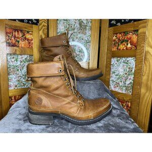Timberland Brown Leather Boots Hiking Outdoor Smartwool Sz 8.5 Insole 10”